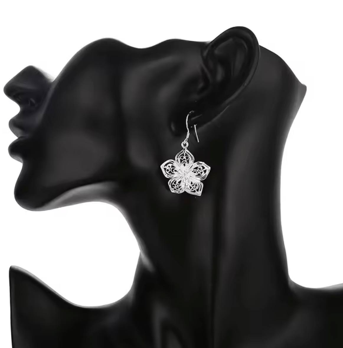 925 Sterling Silver Retro Flower Earrings