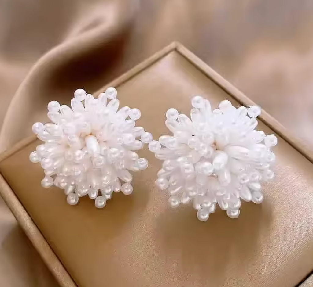 Firework Pearl Flower Stud Earrings