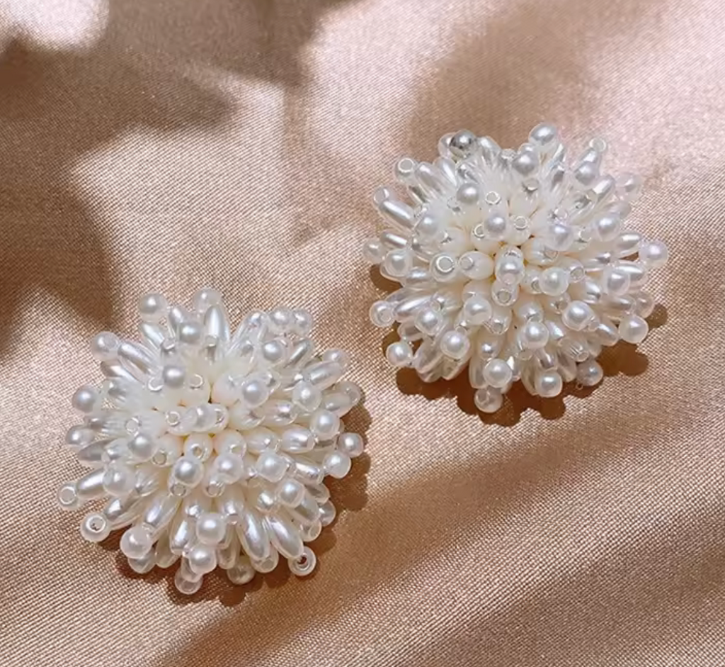 Firework Pearl Flower Stud Earrings