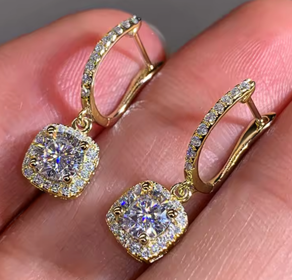 5A Zircon Square Hoop Earrings for Women