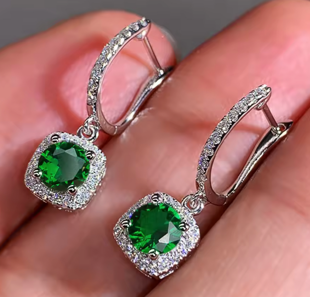 5A Zircon Square Hoop Earrings for Women