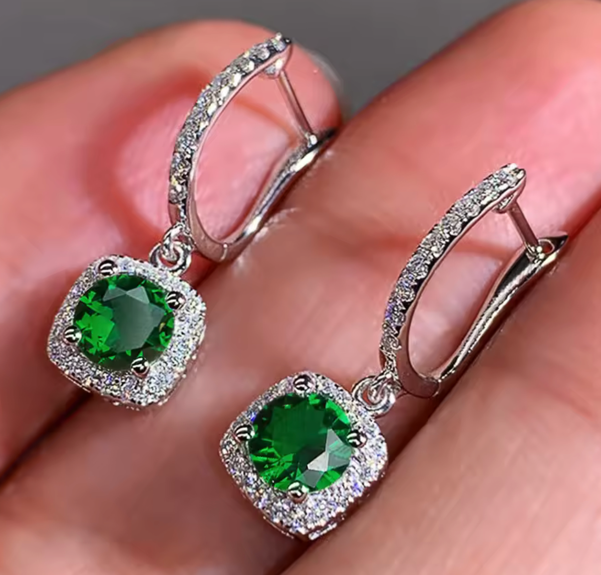 5A Zircon Square Hoop Earrings for Women