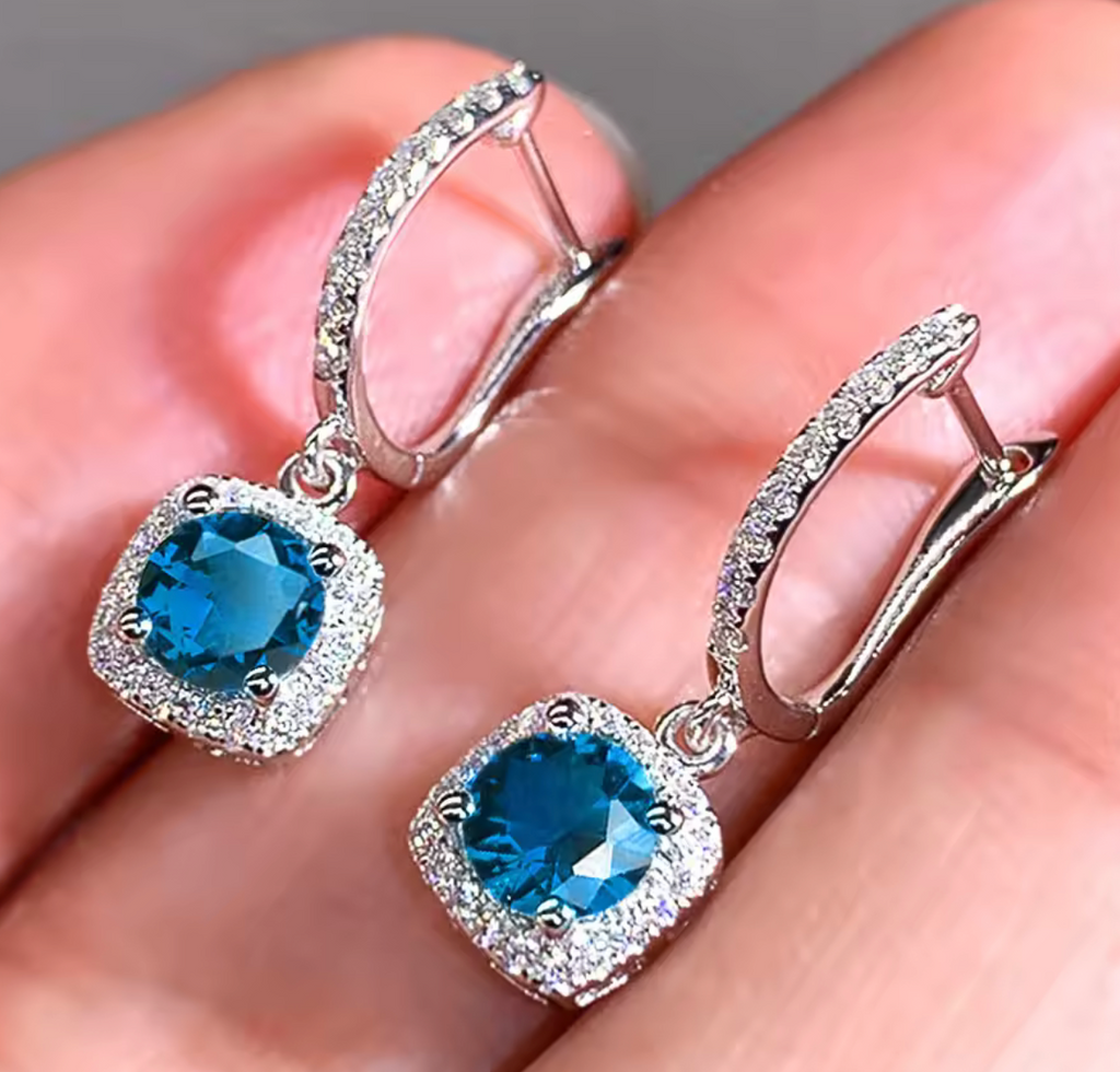 5A Zircon Square Hoop Earrings for Women