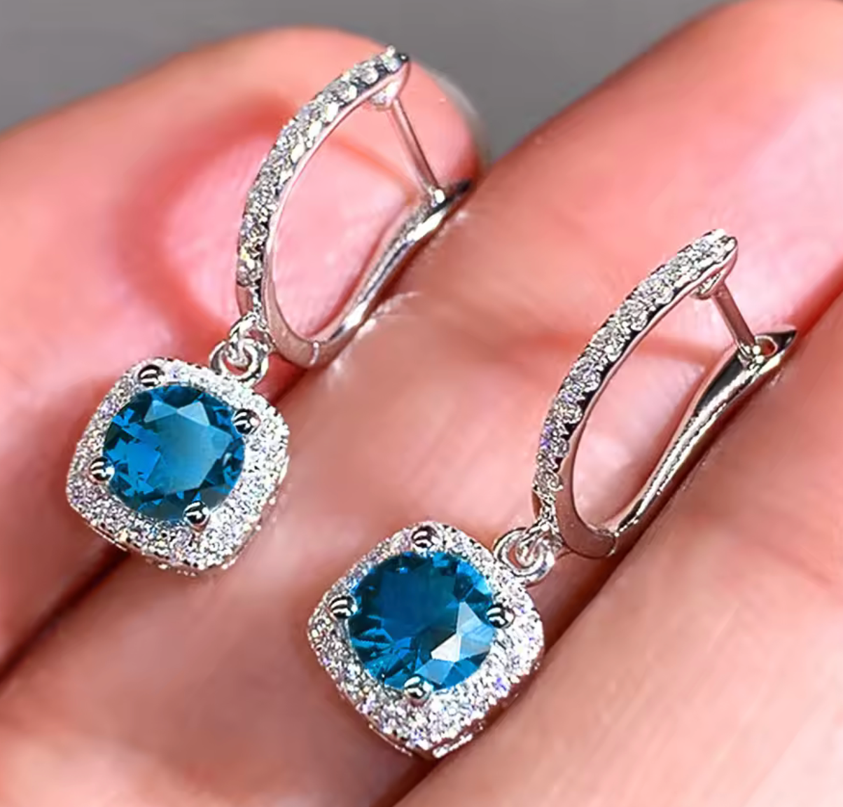 5A Zircon Square Hoop Earrings for Women