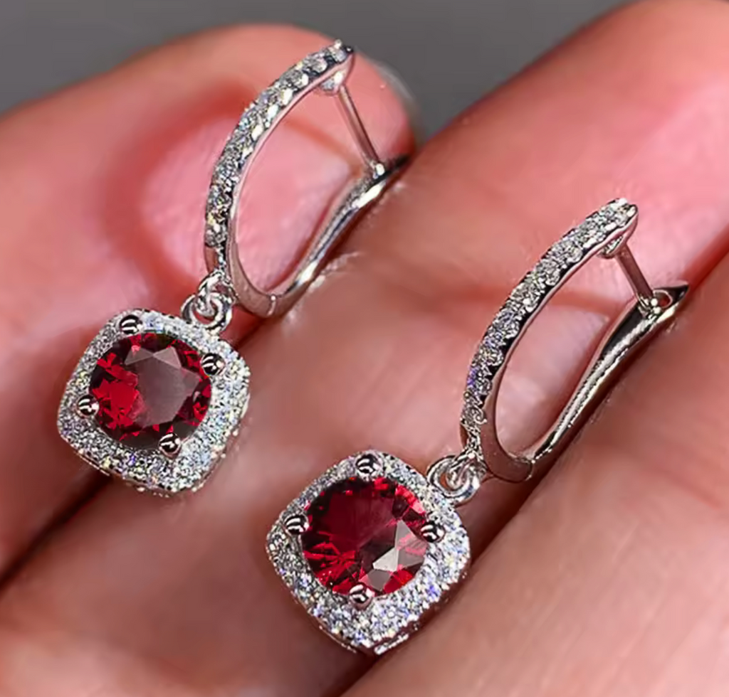 5A Zircon Square Hoop Earrings for Women