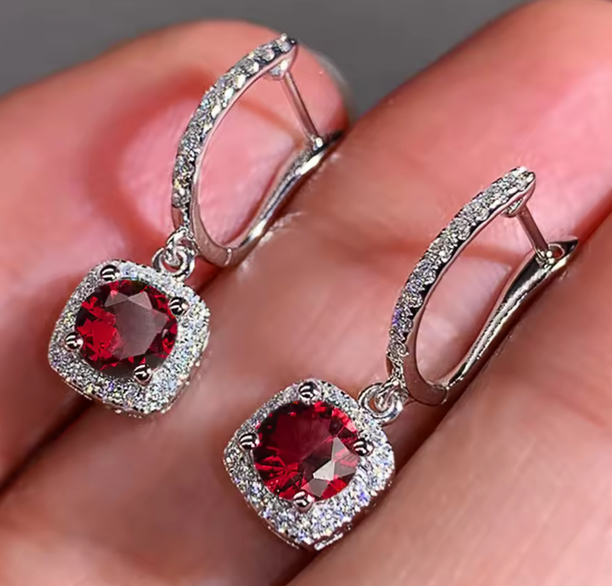 5A Zircon Square Hoop Earrings for Women