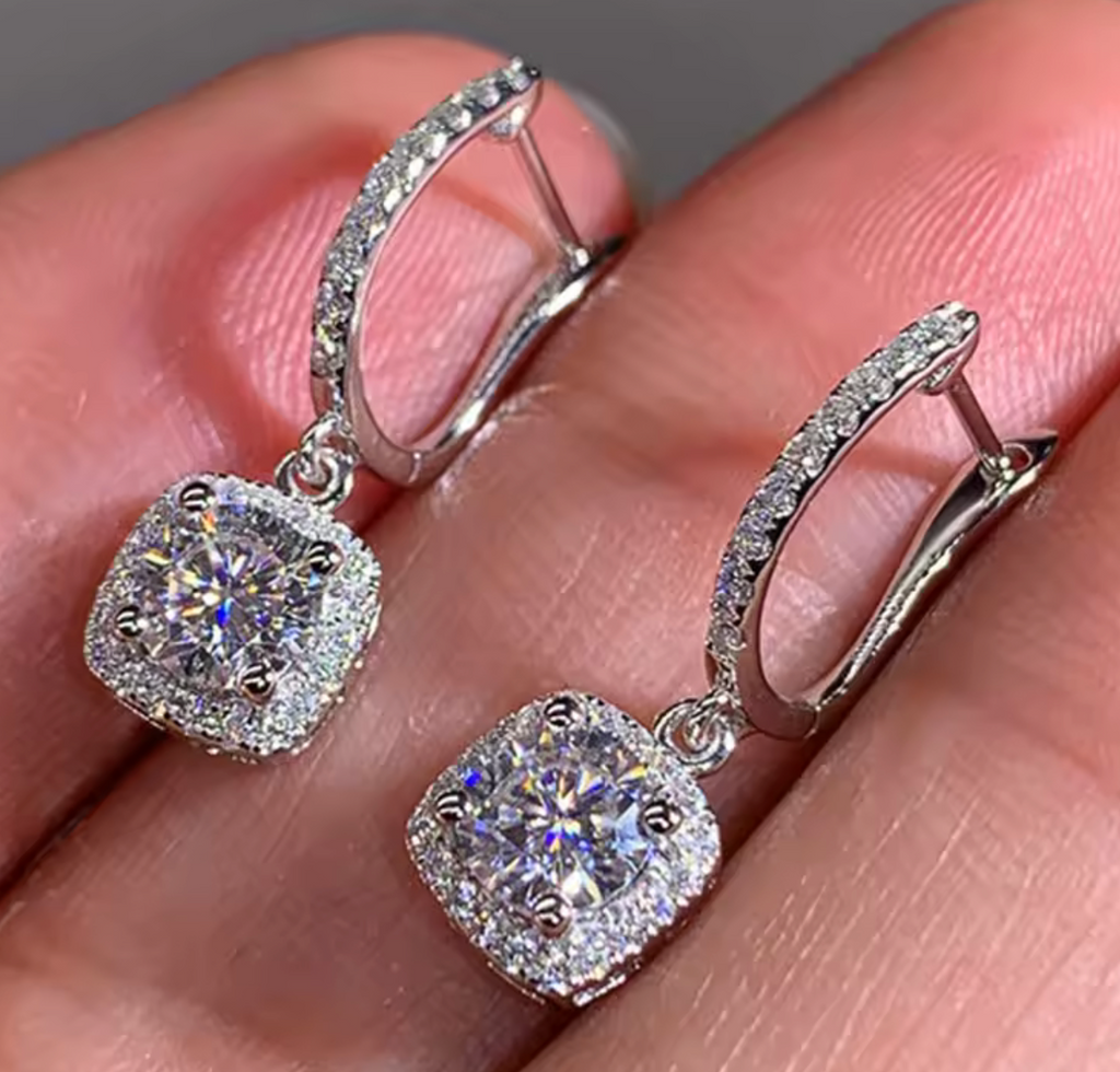 5A Zircon Square Hoop Earrings for Women