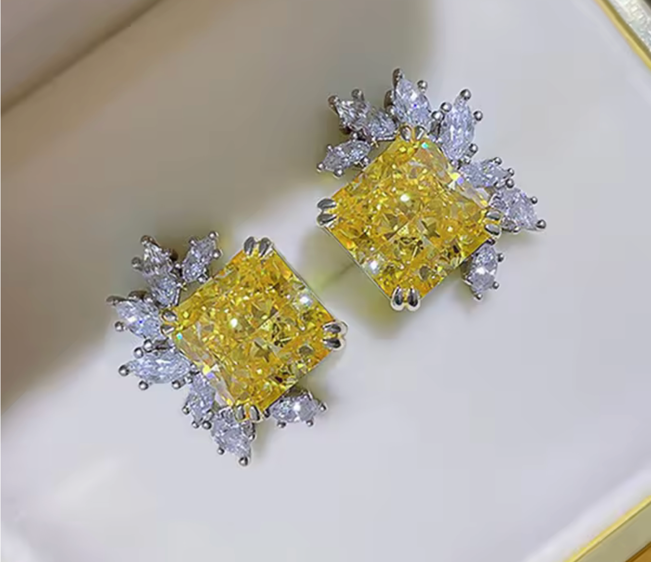 Elegant Princess Yellow CZ Earrings