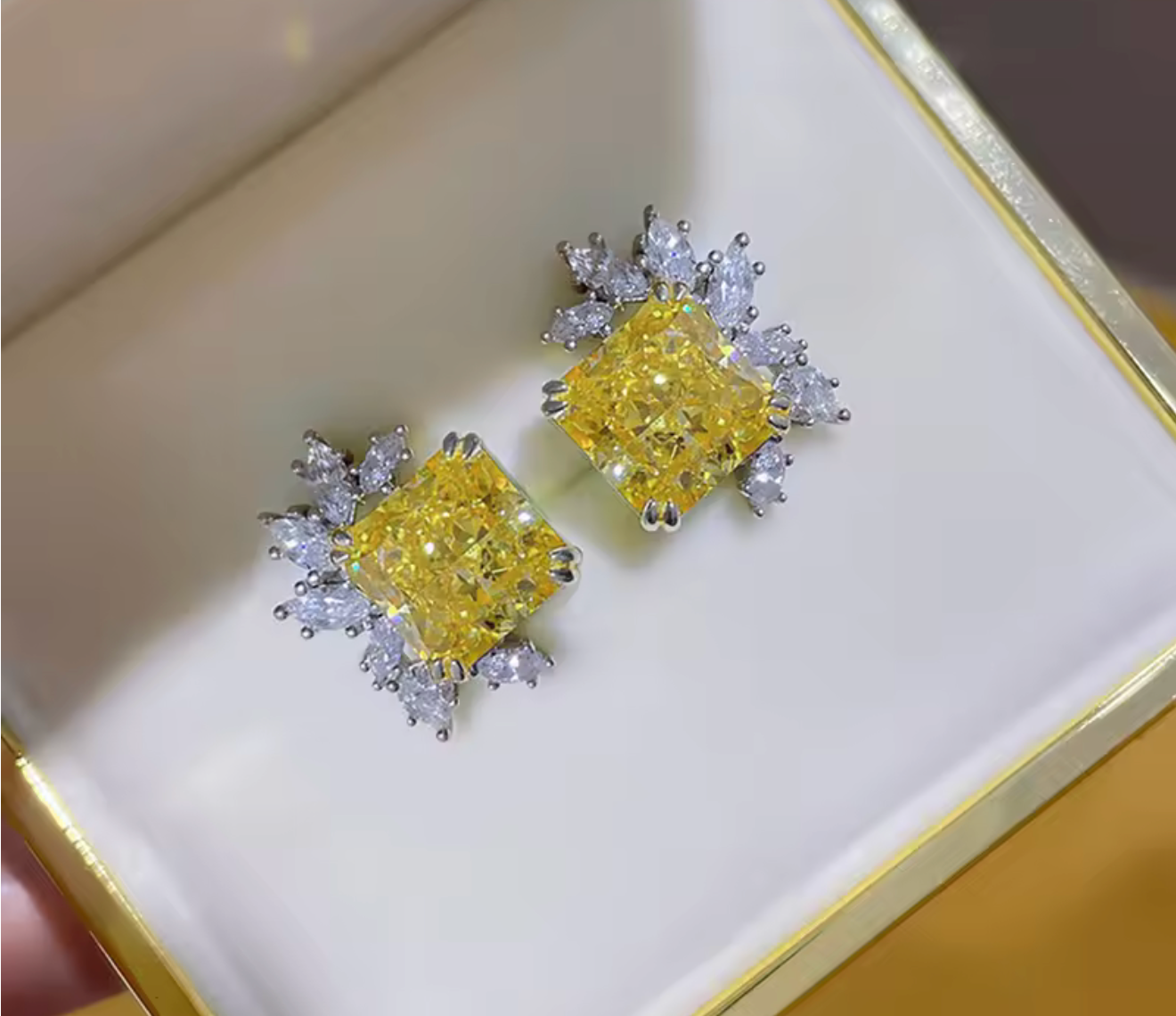 Elegant Princess Yellow CZ Earrings