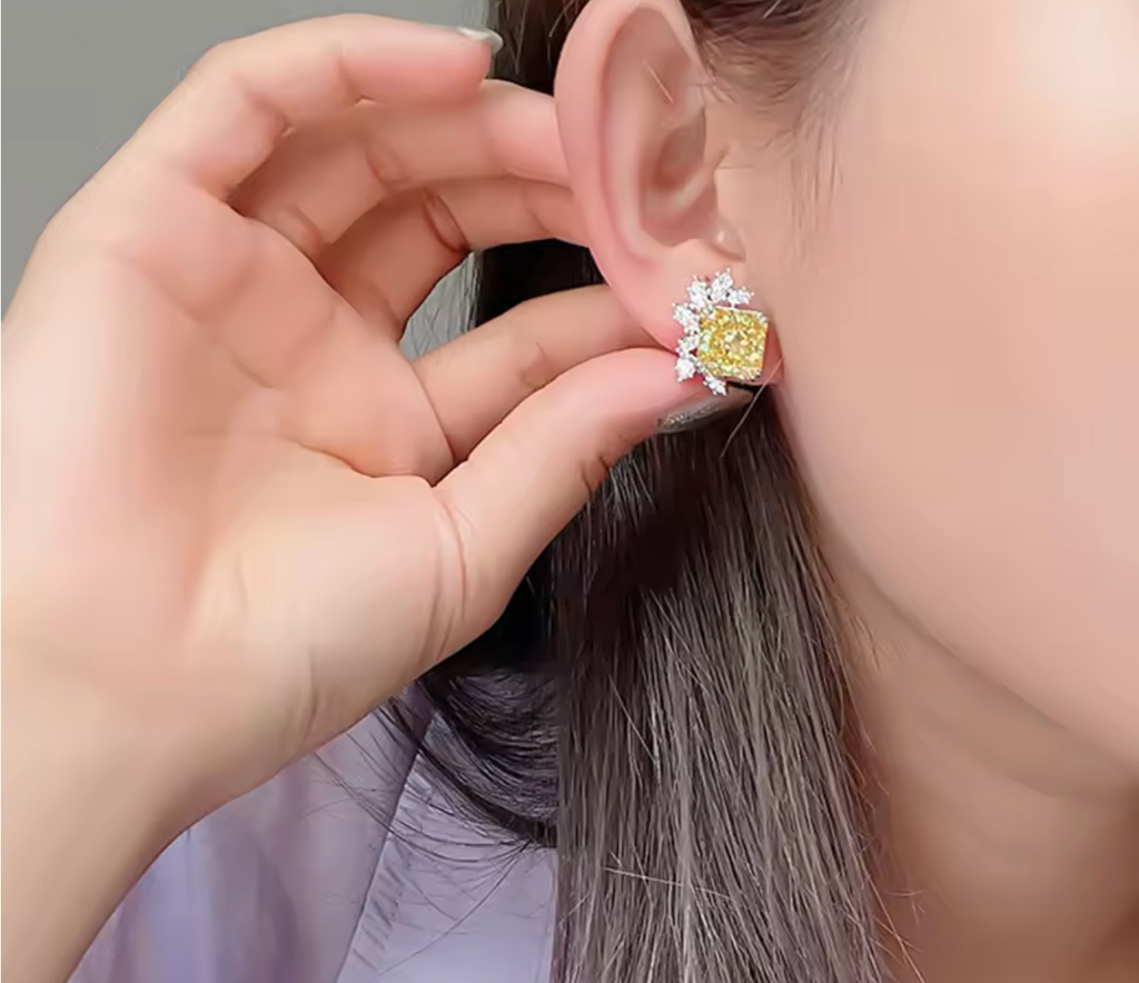 Elegant Princess Yellow CZ Earrings