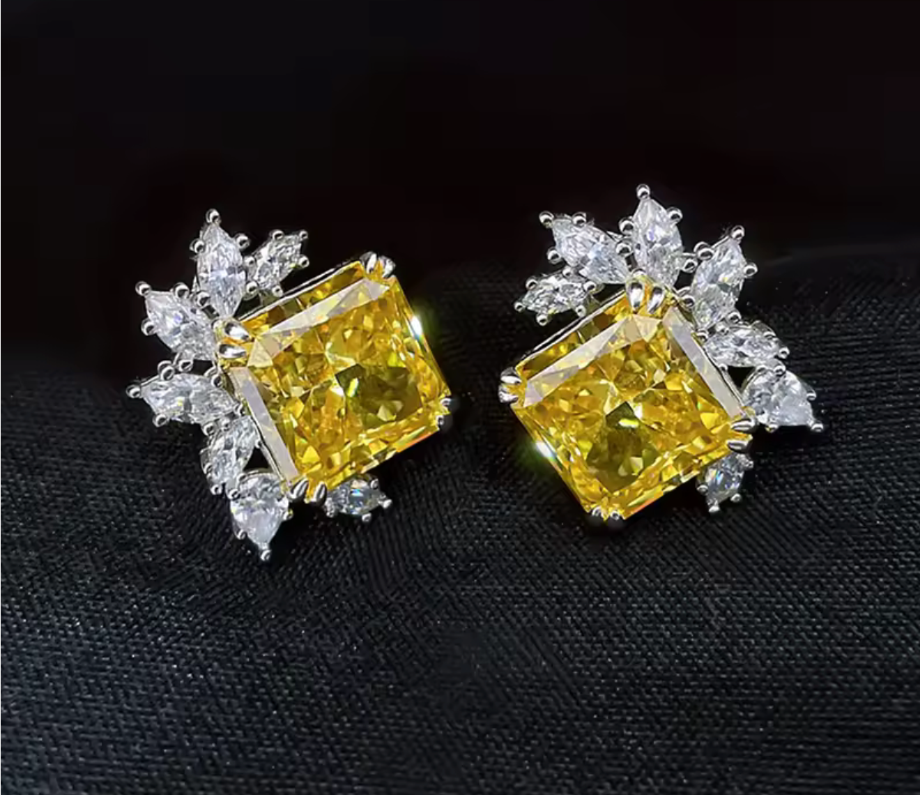Elegant Princess Yellow CZ Earrings
