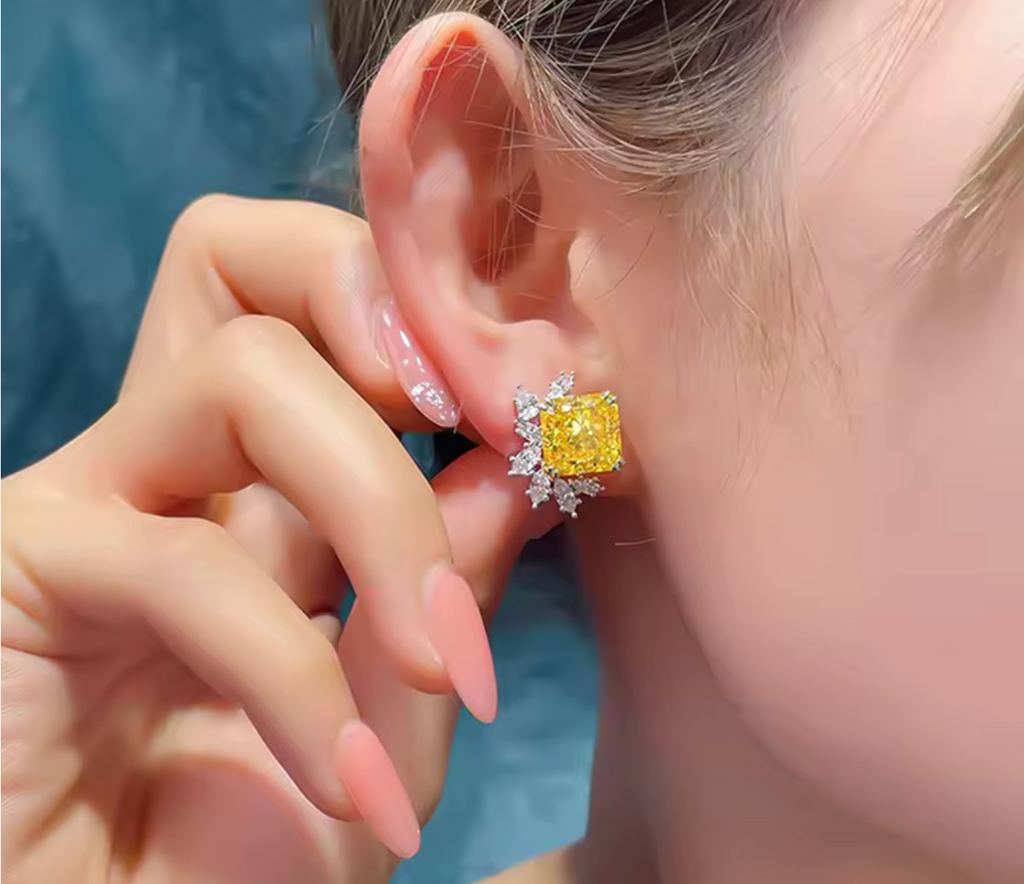 Elegant Princess Yellow CZ Earrings